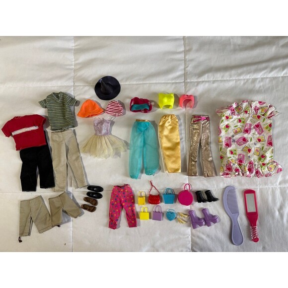 Vintage 2000s Barbie & Ken 32-Piece Clothing and Accessories Lot - Picture 1 of 4